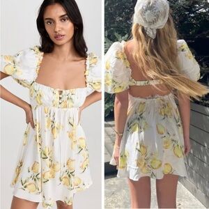 For love and Lemons Print Puff Sleeve Dress